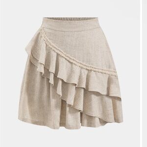 Elegant Beige Ruffle Skirt